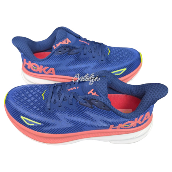 HOKA ONE ONE Clifton 9 Evening Sky Coral Blue Run Walking Sneaker Womens 9B - Picture 12 of 12